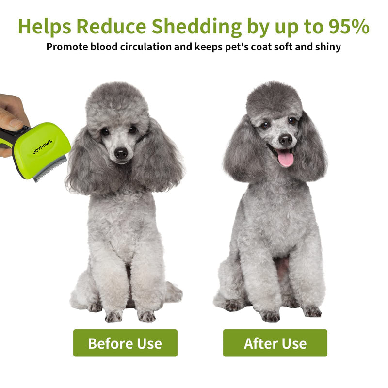 Upgraded Pet Self Cleaning Curved Deshedding Tool, Effectively Reduces Shedding by Up to 95%, Professional Grooming Brush for Small Dogs, Cats and Other Small Animals Green S - PawsPlanet Australia