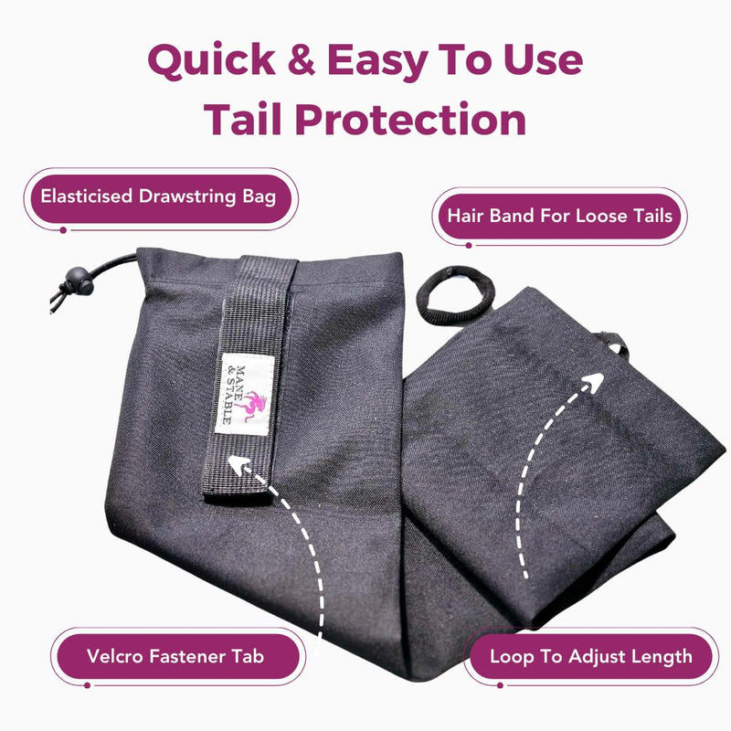 MANE & STABLE Premium Waterproof Horse Tail Bag - Adjustable Protective Slip On Horse Tail Wrap - Quick Release Tail Guard for Braided Or Loose Horse Tails. 31.5 Inches Long. Black - PawsPlanet Australia