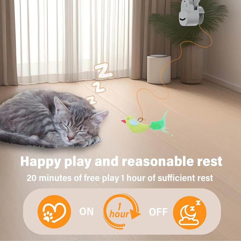 Interactive Cat Toys for Indoor Cats Automatic Electric Flying Bird Feather Cat Toy - Best Kitten & Adult Cat Enrichment Toy Hanging Electric Kitty Toys for Bored Cats Gray Generation 2 - PawsPlanet Australia