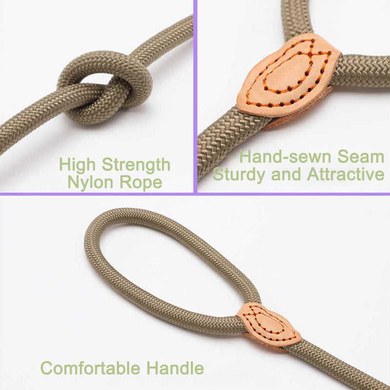 Slip Lead Dog Leash,Comfortable NBR Handle,Nylon Rope Lead for Control Safety Training,Preventing Dogs from Suddenly Rushing,Leashes for All Dogs (Basic Style?Beige-5ft*3/8inch) - PawsPlanet Australia