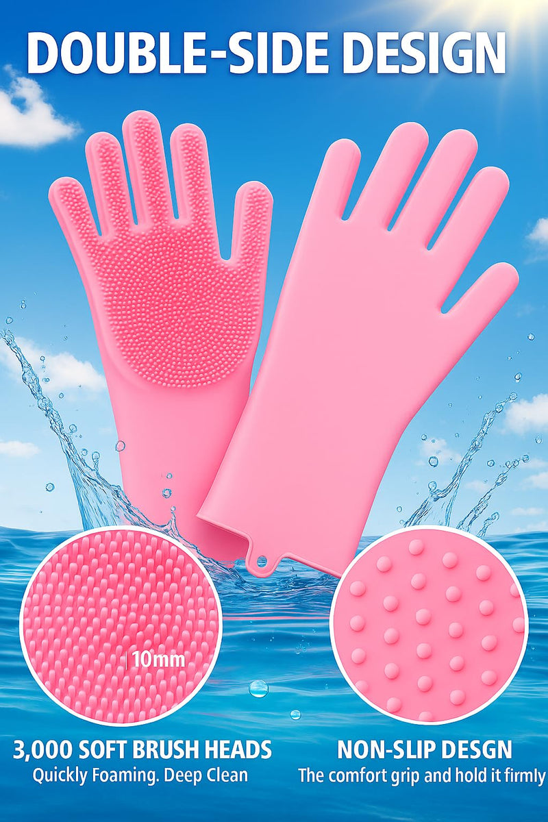 Pet Grooming Glove for Dogs & Cats – Deshedding Brush & Hair Remover with 3,000 Soft Silicone Tips – Bathing Mitt for Wet & Dry Use – Heat Resistant & Anti-Slip – Pink - PawsPlanet Australia