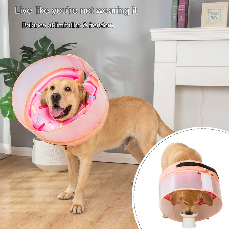 Inflatable Dog Cone Collar with Enhanced Anti-Licking, Soft Neck Donut for Dogs Cats, Recovery Pet Cone Collar After Surgery for Large Medium Small Dogs (Donut Pink2, Large) Donut Pink2 - PawsPlanet Australia