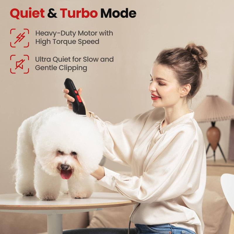 DOG CARE Ceramic Detachable Blade Dog Clipper, Low Noise, Professional Cordless Rechargeable Hair Trimmer for Grooming, Trimming, Clipping, Black