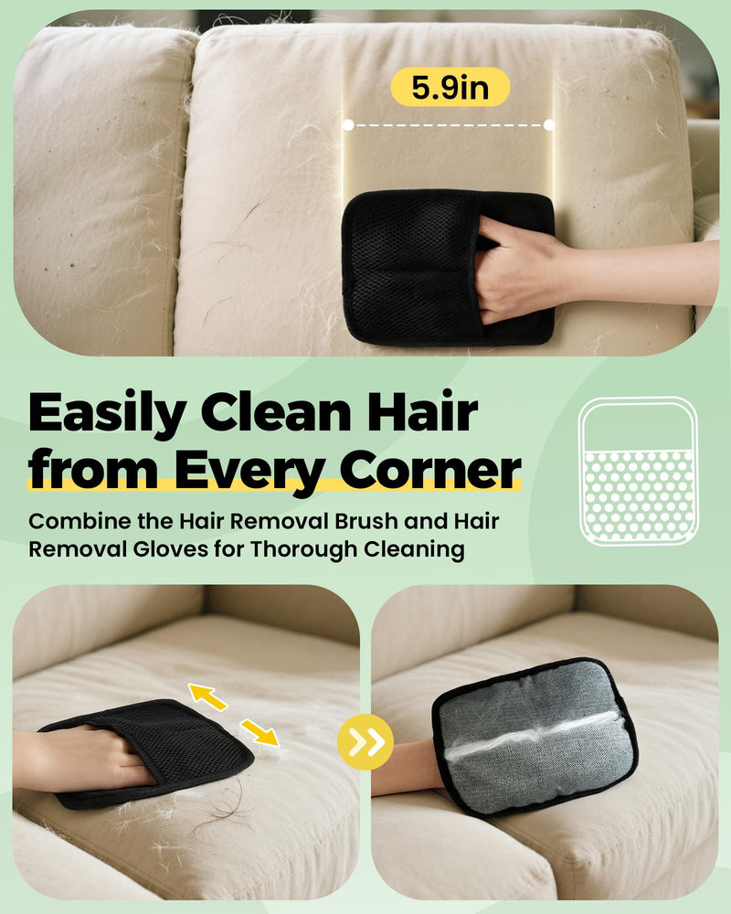 Carpet Rake for Pet Hair Removal Tool - 4 in 1 Pet Hair Remover Kit for Dog Cat Fur Remover, Contain 60" Adjustable Rubber Broom, Glove, Magic Brush and Scraper for Home Furniture, Rugs, Mats - PawsPlanet Australia