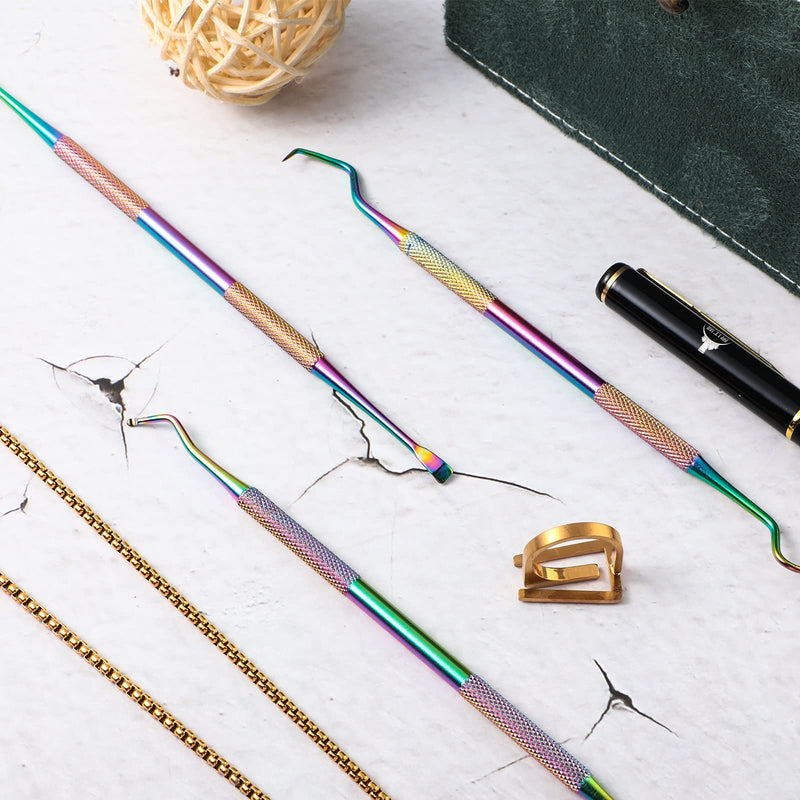 3 Pieces Dog Dental Tooth Scaler and Scraper Stainless Double Headed Tarter Removing Tool Scraper Pet Teeth Cleaning Tools for Dog and Cat (Rainbow Color) Rainbow Color - PawsPlanet Australia