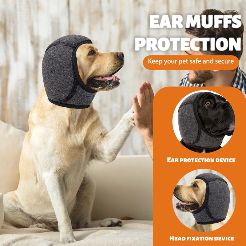 Dog Ear Protectors, Dog Ear Defenders for Noise Protection, Comfortable Muffs for Sensitive Dogs During Thunderstorms, Grooming and Travel, Size S, Dark Gray
