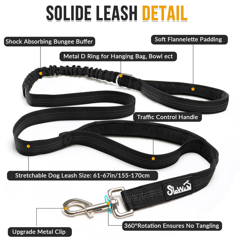 SlowTon No Pull Dog Harness - Heavy Duty Dog Harness and Leash Set for Medium Large Dogs, Reflective Tactical Harness with Soft Padded and Front Clip for Easy Walk and Training (Black L) Black - PawsPlanet Australia