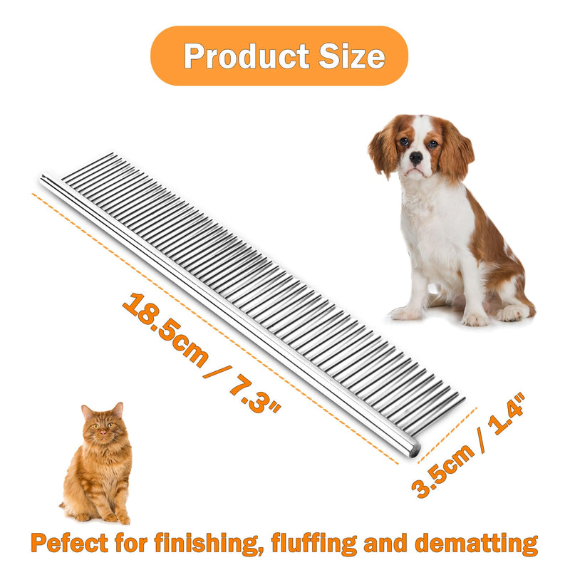 uxcell Metal Dog Comb with Rounded Teeth, 1 Pack Pet Hair Care Tool Dog Grooming Comb for Removing Tangles and Knots, Pet Comb for Long and Short Haired Dogs and Cats, 7.3IN - PawsPlanet Australia