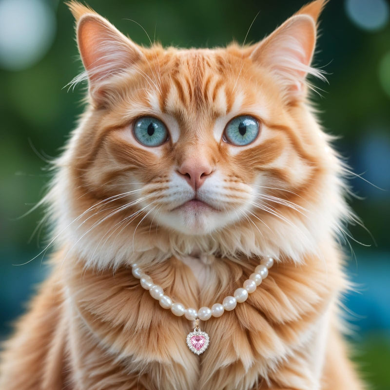 2 Pcs Girl Cat Dog Pearl Collar, Small Heart Shaped Rhinestone Pet Necklace, Pink White Diamond Kitten Collar Adjustable Wedding Party Jewelry Accessories for Puppy Kitten - PawsPlanet Australia