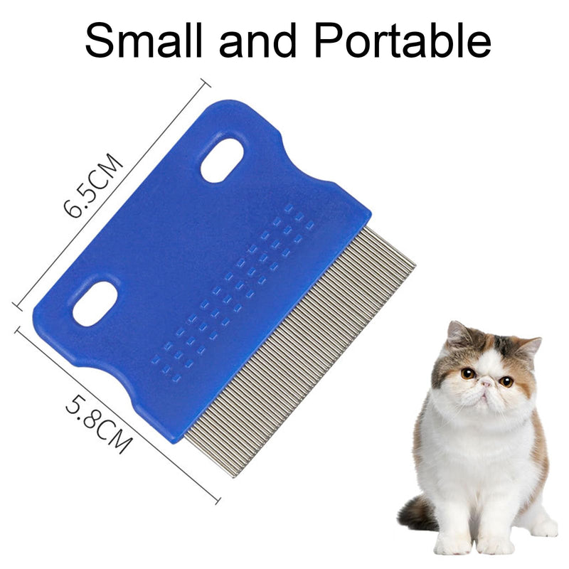 Stainless Steel Pet-Combs for Cats and Dogs, Fine Tooth Grooming Tool, Anti-Flea Combs with Non-Slip Handle, Tear Stains Remover, Blue - PawsPlanet Australia