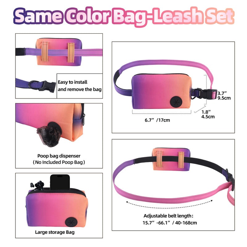 Roses&Poetry Hands Free Dog Leash with Zipper Pouch, 6-9ft Bungee Waist Leash for Medium Large Dogs Walking, Running Lead with Dual Padded Handles Car Safety Buckle for Training Jogging Mistyrose (XL) 6-9FT With Zipper Pouch, 2 Handles - PawsPlanet Australia