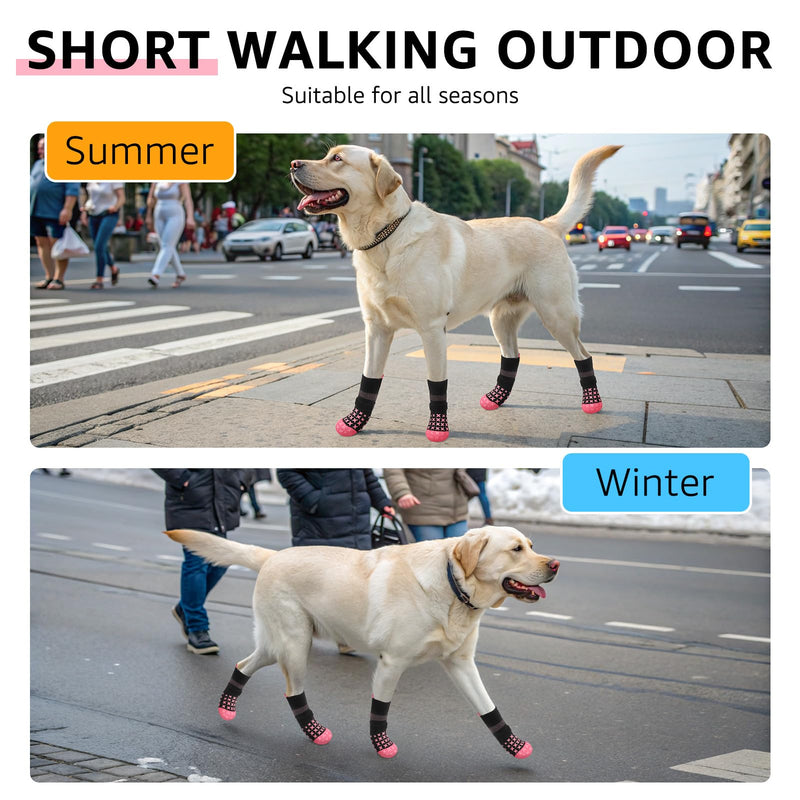 SCENEREAL Anti Slip Dog Socks to Prevent Licking Paws, Dog Booties & Paw Protectors for Hot Pavement Hardwood Floors, Traction Control for Small Medium Large Senior Dogs, Pink M - PawsPlanet Australia