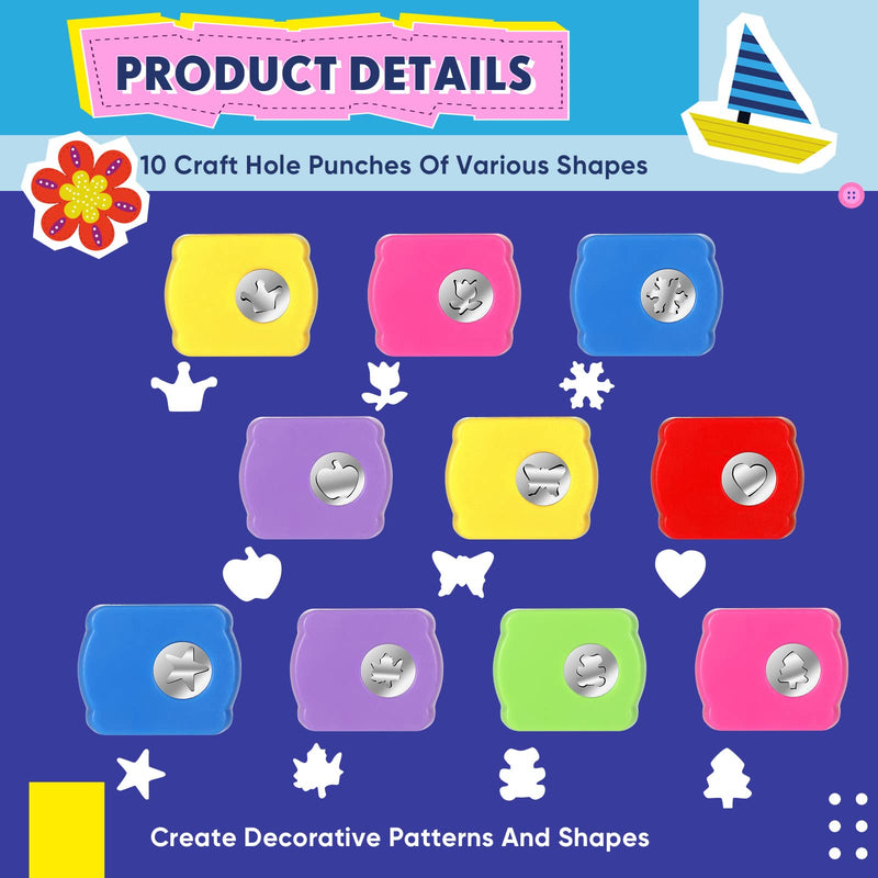 22 Pcs Craft Hole Punch and Creative Scissors Set, Including 12 Craft Pattern Scissors Decorative Edge Scrapbooking Edging, 10 Paper Punch for School Kids Adults Crafting - PawsPlanet Australia