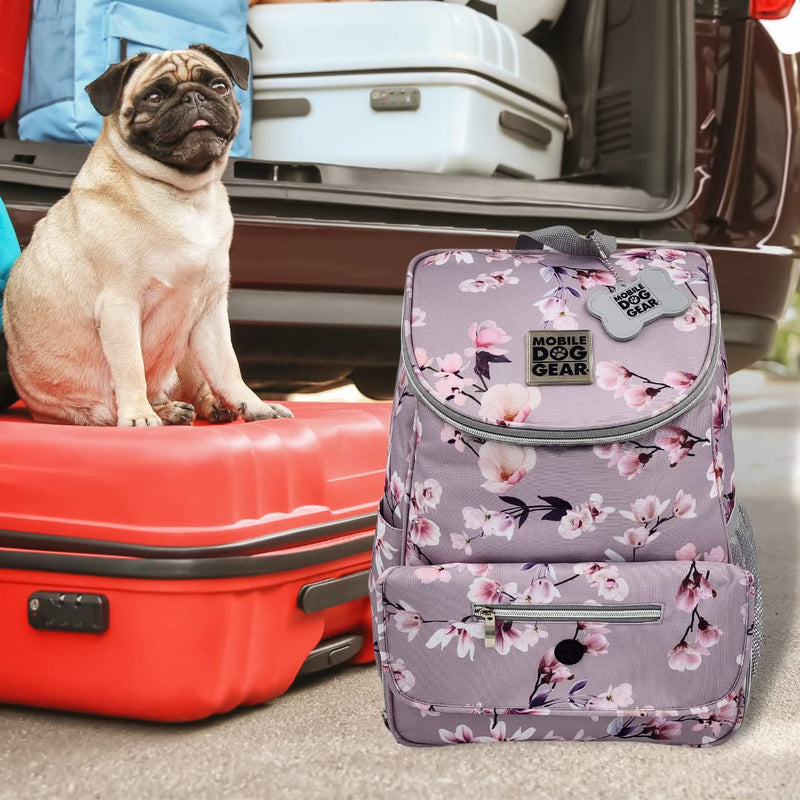 Mobile Dog Gear Week Away Dog Travel Bag Backpack (13"x7"x16", Floral) - Includes 2 Pet Food Storage Containers + 2 Collapsible Dog Water Bowls - Airline Approved Travel Accessories, Great for Trips Floral Print - PawsPlanet Australia