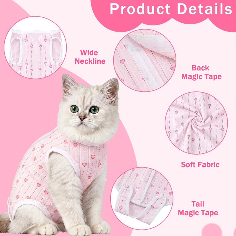 Coppthinktu Cat Recovery Suit for Spay Abdominal Wounds, Breathable Cat Onesie for Female Cats After Surgery, Kitten Surgical Recovery Body Suit Cone Alternative Anti Licking Pink Small