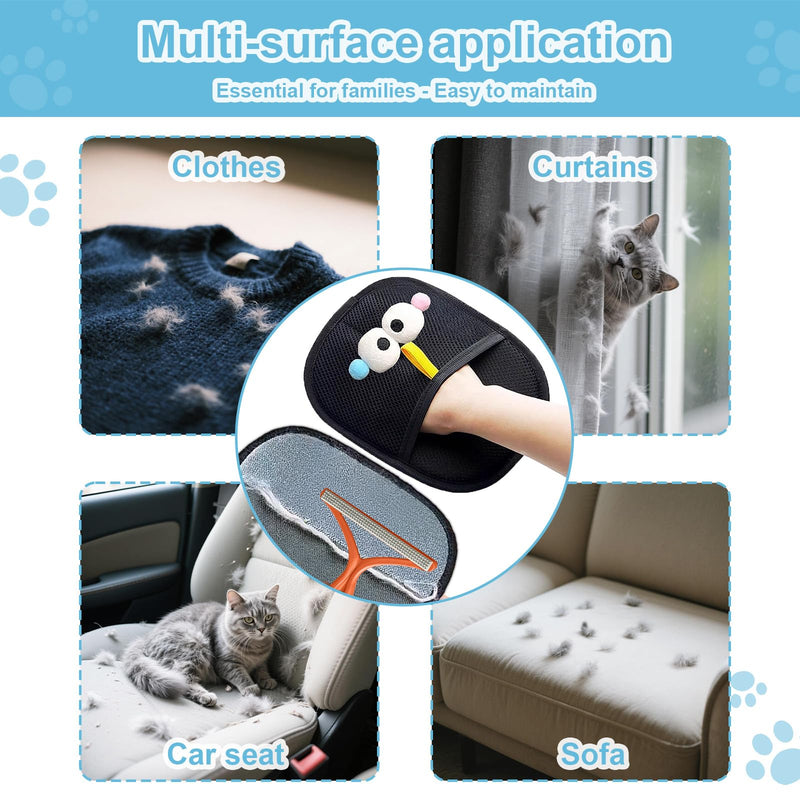 Pet Hair Removal Gloves with 1 Pcs Carpet Brush for Pet Hair, 2025 New Reusable Cat & Dog hair Remover, for Couch, Furniture, Carpet, Curtain, Car Seat, Animal Fur Removal Tool - PawsPlanet Australia