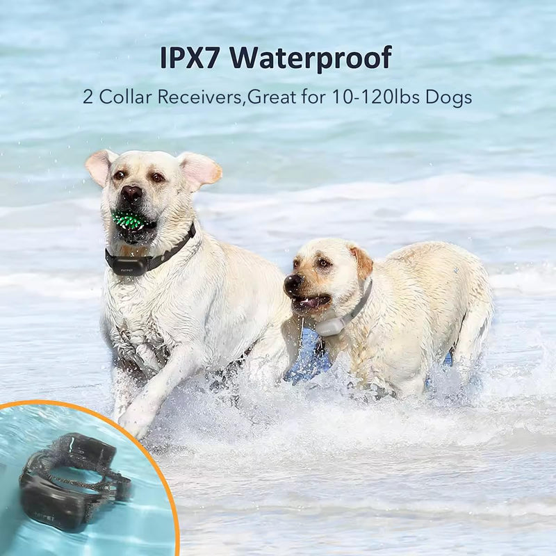 PATPET Shock Collar for Dogs(10-120lbs), 4000ft Rechargeable IPX7 Waterproof Training Collar with Remote for 2 Dogs- Electric Dog Collar for Small Medium Large Dogs 2 Packs Light grey 2 Collars