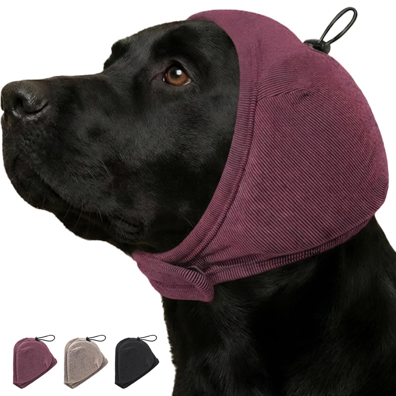 Nanaki Thick No Shake Dog Ear Wrap Noise Protection-Quiet Ears For Dogs With Thick Sound-Absorbing Pads For Noise Reduction&Anxiety Relief,Ear Protection Calming Hoodie For Thunder,Firework,Grooming,L DrakRed Large