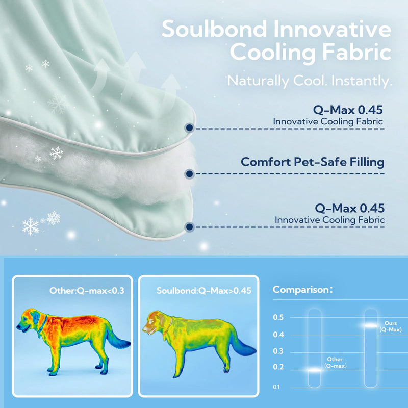 Soulbond Cooling Blanket for Extra Large Dog - Q-MAX>0.45, Washable Cool Pet Throw Blanket for Cat, Puppies, Breathable Soft Self-Cooling Dog Bed Mat for Crates Couch Sofa, 50x60 Inch, Aqua Green 50" x 60" (X-Large) - PawsPlanet Australia