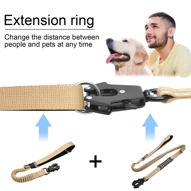 20” Strong Short Leash for Dog, Heavy Duty Bungee Dogs Leash with Padded Handle Car Seatbelt, Small Dog Training Leashs for Large or Medium Dogs - Can be Used with Other leashes (Khaki) khaki - PawsPlanet Australia