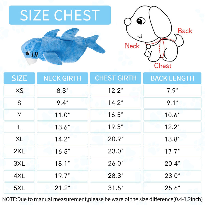 NACOCO Dog Shark Costume Cute Pet Clothes Halloween Holiday Coat Hoodie for Cats and Dogs (Blue, S) Small Blue shark