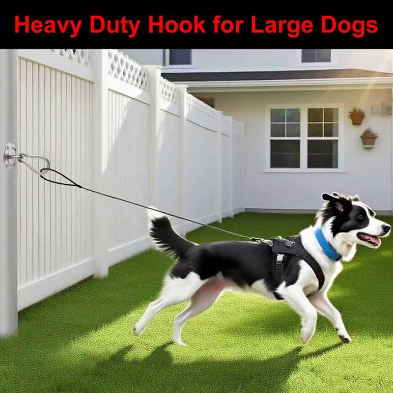 Dog Tie Out Cable & Leash, Heavy Duty Stainless Steel Wall-Mounted Holder for Indoor & Outdoor Use, Perfect for Small, Medium & Large Dogs in Yards, Picnics & Camping - PawsPlanet Australia