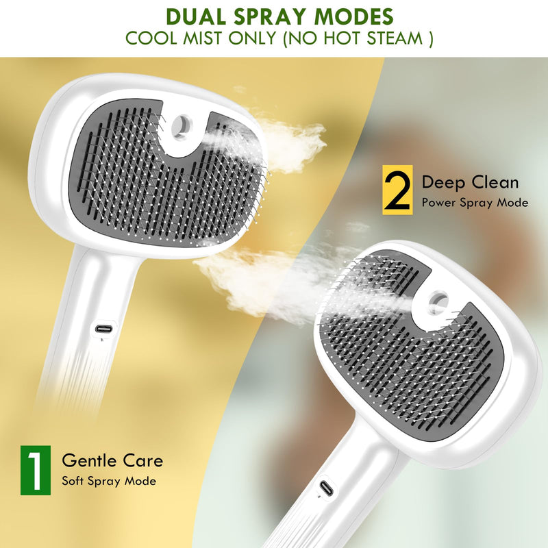 Pet Steam Brush for Cat and Dog,4-in-1 Grooming Tool with 2 Water Spray,Cat Hair Brush for Long & Short Haired Pets,Dog Brush for Shedding Easy to Clean - PawsPlanet Australia
