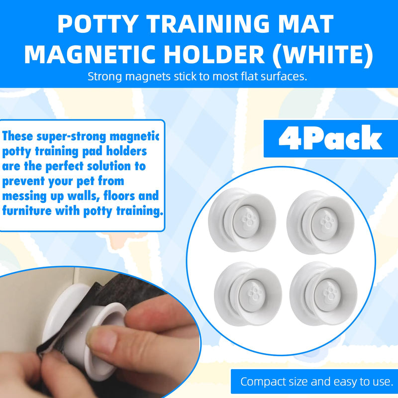 (4-Pack) Potty Training Pad Magnetic Holder Compatible with Any Size of Puppy Pee Pads Perfect for Leg-Lifting Marking Dogs, Strong Magnets Will Stick on Most Flat Surfaces - White Paw Claw 4 - PawsPlanet Australia