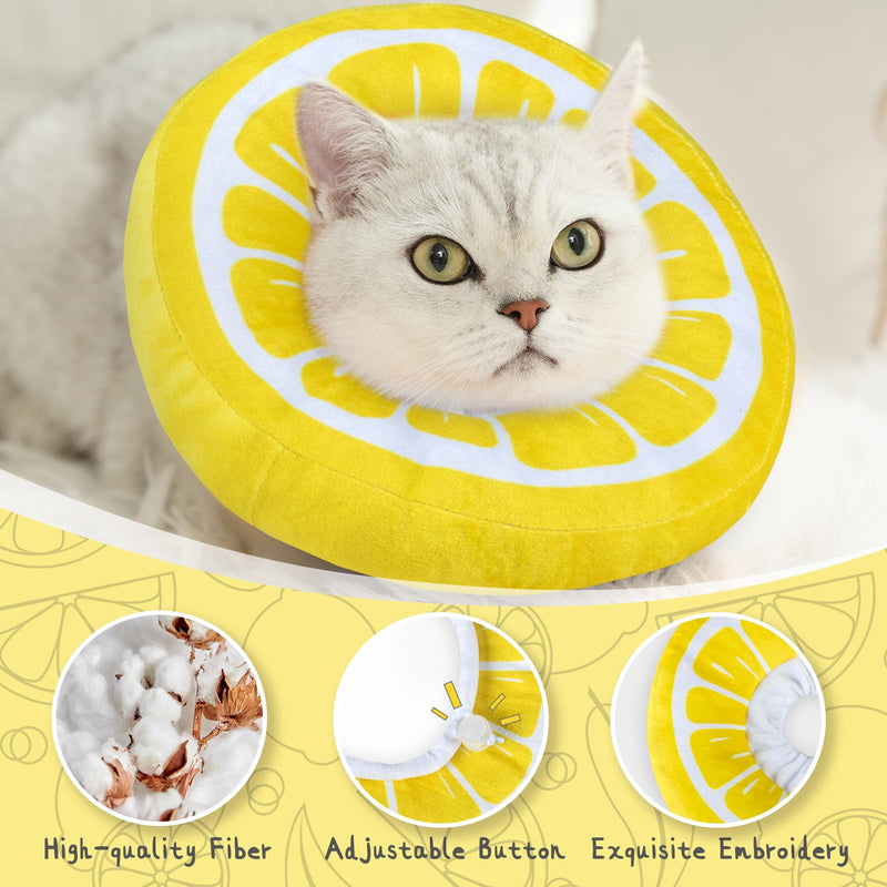 ANWA Adjustable Cat Cone Collar Soft, Cute Cat Recovery Collar, Cat Cones After Surgery for Kittens Medium (7-18 lbs) Lemon