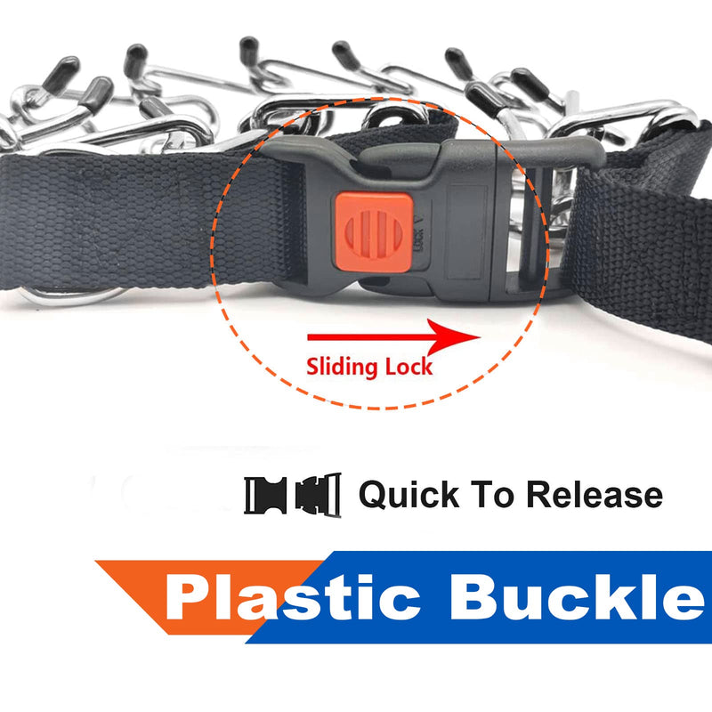 Supet Dog Prong Collar, Dog Choke Collar Adjustable Dog Pinch Collar with Quick Release Buckle/Nylon Cover for Small Medium Large Dogs Black M (Neck:16''-18'' Weight Around:50 lbs) - PawsPlanet Australia