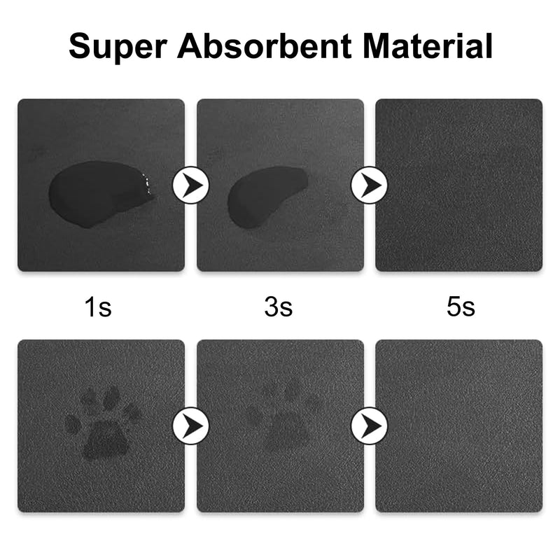 YCT Cat Food Mat for Pet Dog Food Mat, Cat Mat for Food and Water, Cat Feeding Mat Pet Dog Cat Bowl Mat, Non-Slip Super Absorbent, with Multiple cat Heads Logo，18.1 x 11.8 inches, Dark Grey 18.1x11.8 inches Dark Grey & Multiple cat heads Logo - PawsPlanet Australia