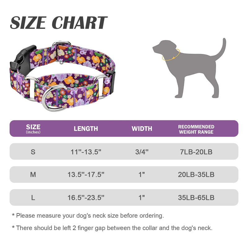 Martingale Collar for Dogs Cute Floral Dog Collar for Small Medium Large Dogs Special Design Fancy Dog Collars for Girl Boy Pet (Purple Flower,Medium) Purple Flower