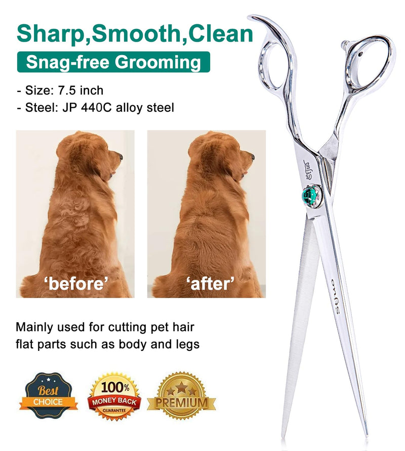 Dog Grooming Straight Scissors 7.5 inch Professional Pet Shears Made Of Japanese Advanced Stainless Steel Professional Grooming Scissors for Dogs Cats and Other Pets - PawsPlanet Australia
