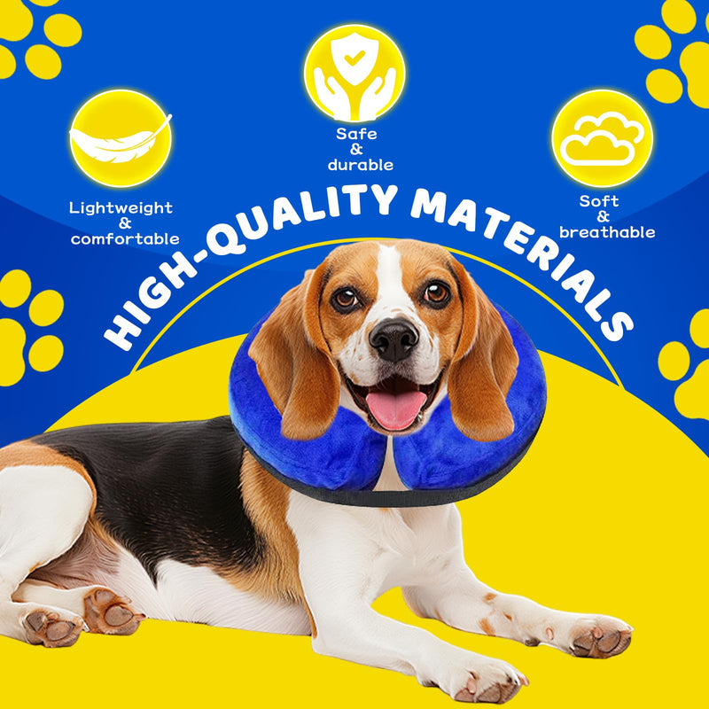 GMMG Inflatable Elizabethan Dog Collar Soft Adjustable Protection for Post-Operative Recovery (38-50cm) Blue PVC