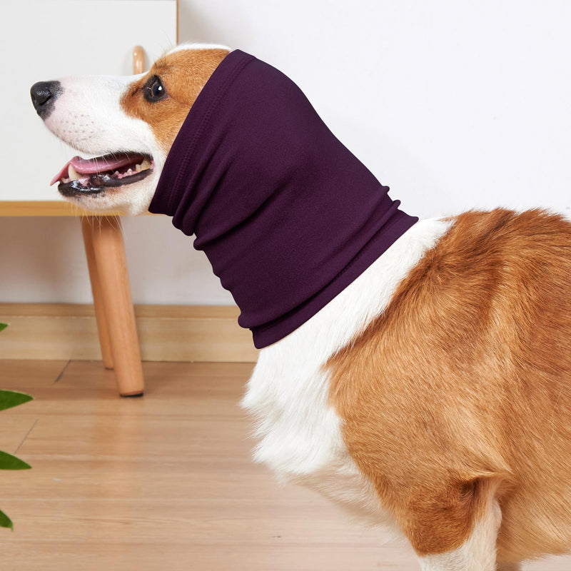 Calming Dog Ear Covers for Noise Protection - Headband for Anxiety Relief, Noise Canceling for Fireworks, Thunderstorms - Grooming Aid (Purple, L) Purple
