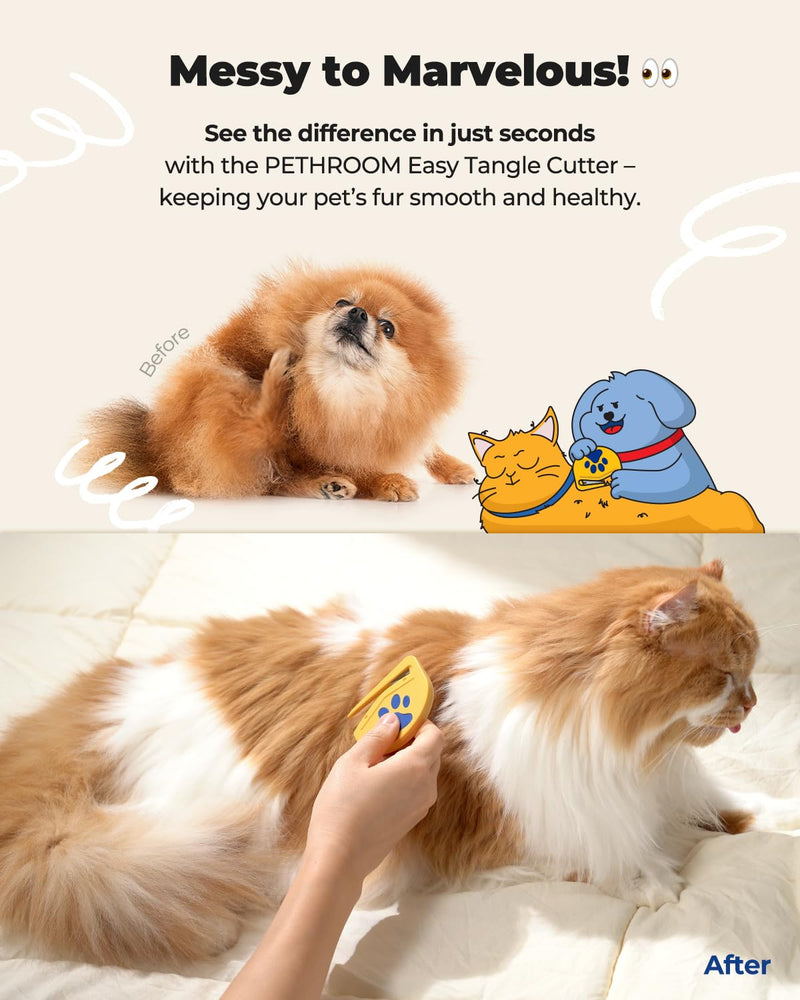 PETHROOM] Matt Splitter for Dogs & Cats | Professional Dematting Tool with Steel Blade | Easily Removes Knots, Mats & Tangles | Safe & Gentle Pet Grooming Comb for Long & Medium Coats - PawsPlanet Australia
