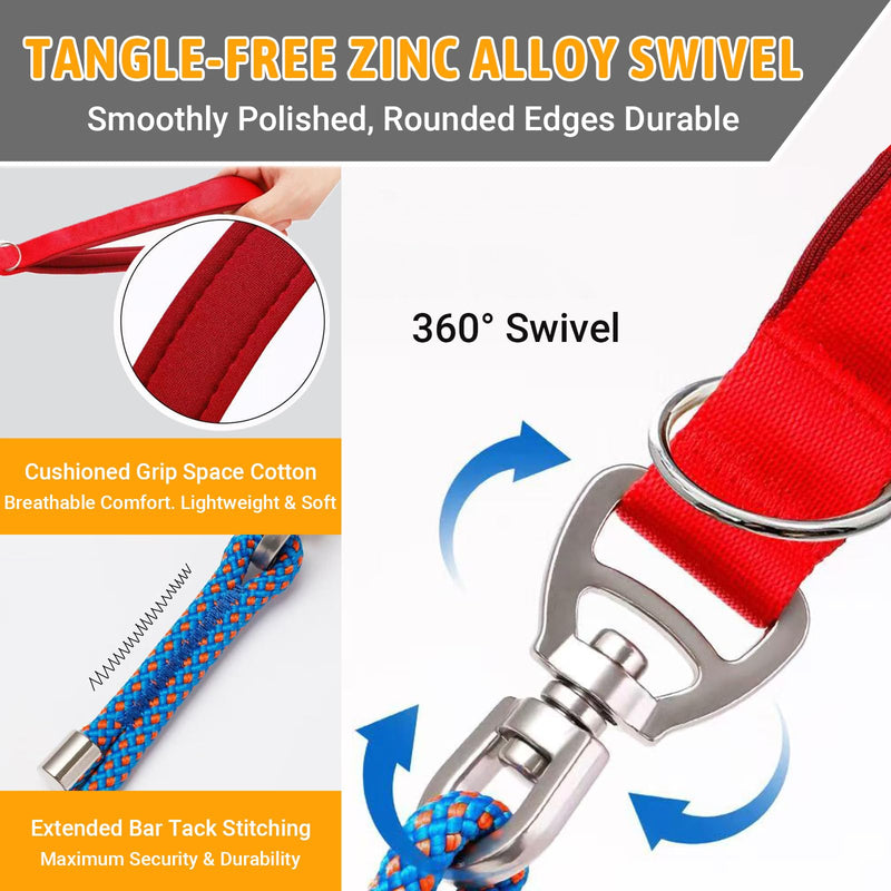 Slip Leads for Dogs with Comfort Memory Foam Handle & Rock Climbing Rope, 5.9FT Heavy Duty No-Pull Leash, 360° Swivel with Screw Lock for Small Medium Large Dogs (Blue) - PawsPlanet Australia
