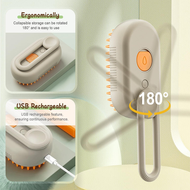 Cat Steam Grooming Brush (Brown) Brown - PawsPlanet Australia