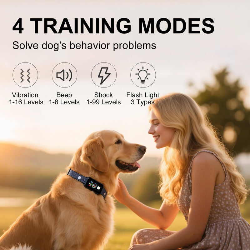 Dog Shock Collar, 2 Dog Training Collar with Remote for Medium Large Dogs, IP67 Waterproof Electronic Training Collar with 4 Training Modes, Security Lock, Rechargeable Shock Collar