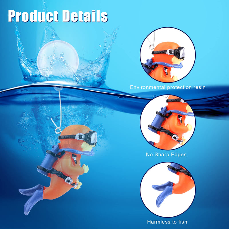 KINBOM 4 Pack Fish Tank Diver Decorations, Aquarium Diver Ornament Cute Little Diver Floating Fish Tank Decorations for All Kinds of Aquarium Fish Tanks - PawsPlanet Australia