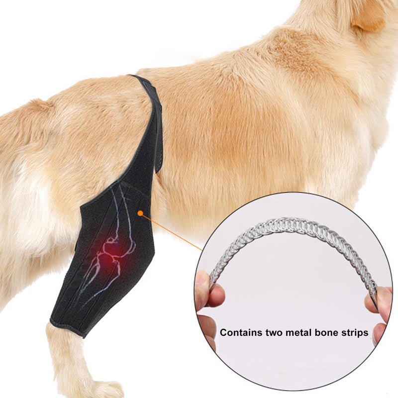 Dog Hip Support | Dog Leg Protection - Metal Strip Rear Leg Support - Breathable Rear Leg Support for Large Dogs Black M
