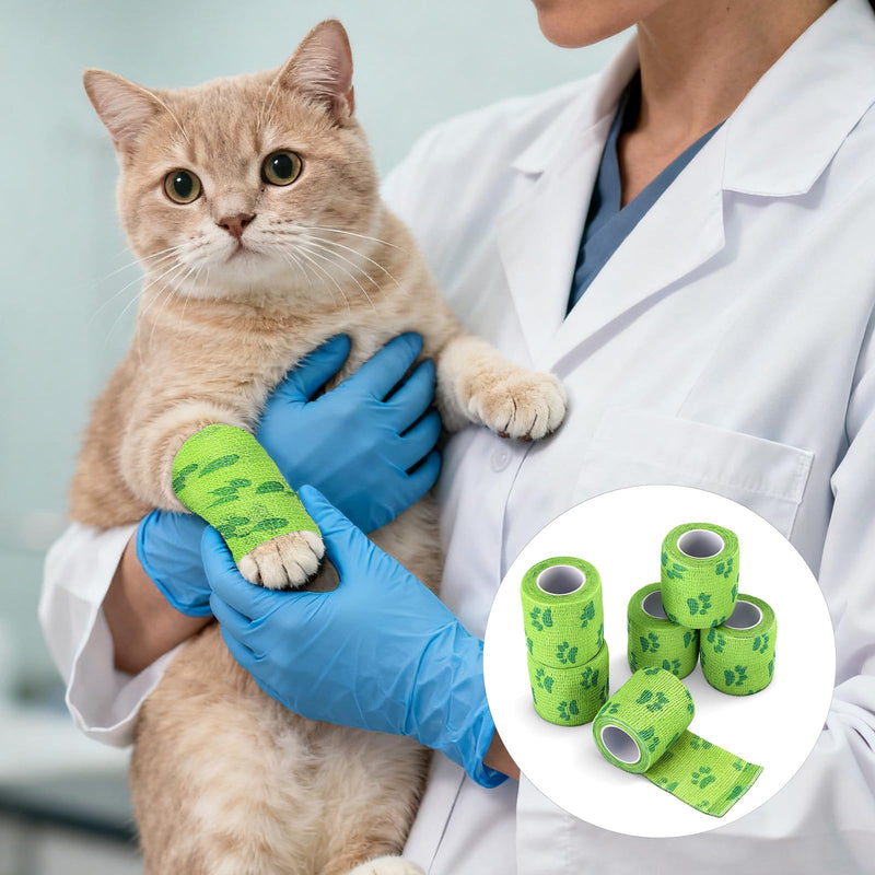 6 Rolls No Chew Bandage for Dogs, Bandage Wrap for Dogs, Self Adhesive Non-Woven Bandage Wrap for Dog Legs Paws Wounds