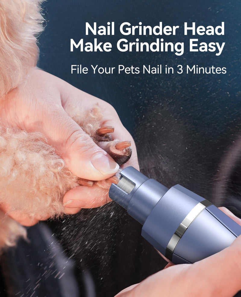 oneisall Dog Clippers Grooming Kit 4 in 1, Low Noise Dog Paw Trimmer&Dog Nail Grinder,IPX7 Waterproof Cordless Pet Trimmer Shaver for Small Dogs and Cats Blue