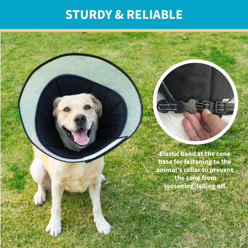 Dog Cone Collar, Pet Cone for Dogs to Stop Licking, Comfy Dog Cones for Large Medium Small Dogs, Soft Cones for Dogs After Surgery, Cone of Shame for Dogs Head Neck Elizabethan Collar (Black, ML) Black ML(14.8"-17.0") - PawsPlanet Australia