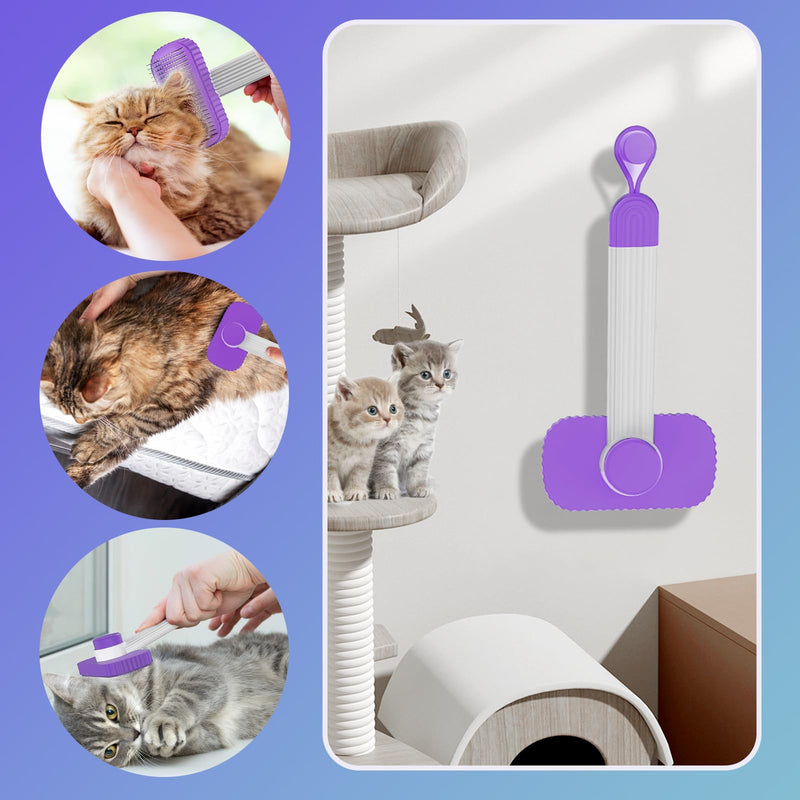 Cat brush, Cat Brush for Long or Short Haired Cats, Remove Loose Fur and Mats, Rounded Pins Reduces Painful Pulling, Not for Tangle and Curly Fur, Purple - PawsPlanet Australia
