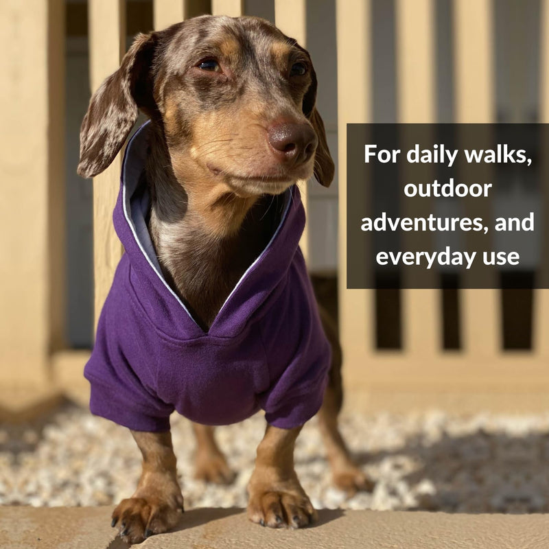 DJANGO Dog Hoodie and Super Soft and Stretchy Sweater – Fully Lined with Elastic Waistband, Leash Portal, and Back Pocket (Dark Fuchsia Purple, Small) Dark Fuchsia Purple