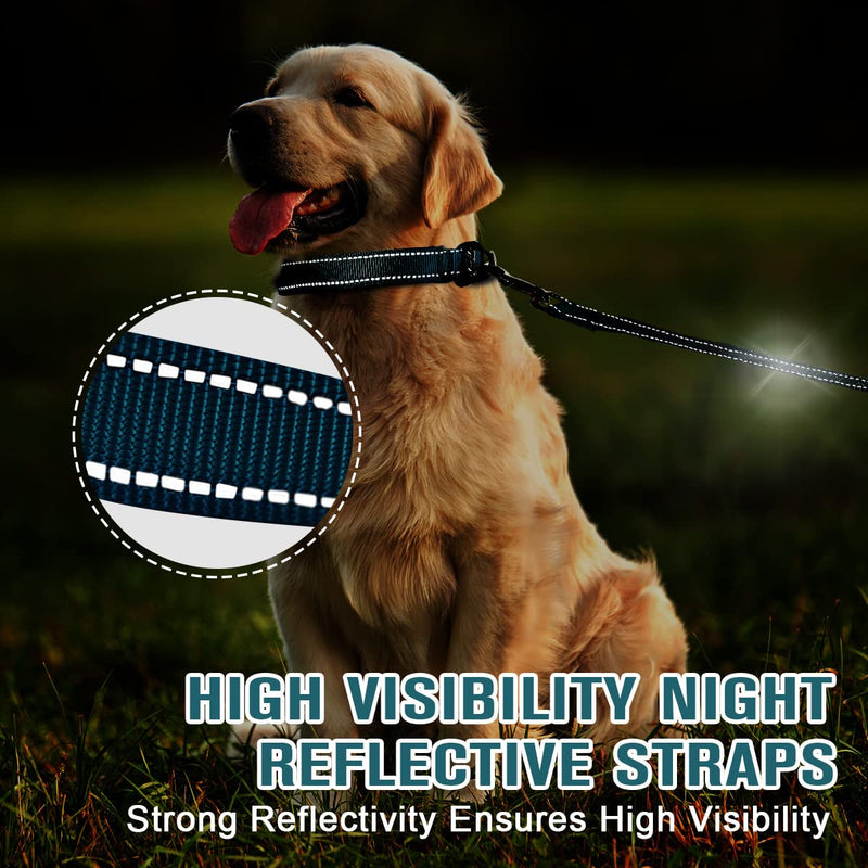 Dog Collar for Medium Small Large Dogs Reflective with Leash,Collar and Leash for Dogs,Soft Neoprene Padded 2 Pack(Blue,XS) XSmall:Width 5/8",Neck 8-12" Blue - PawsPlanet Australia