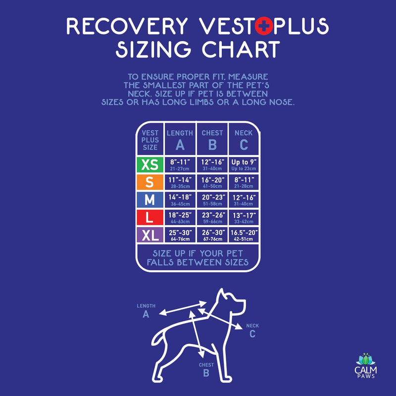 Recovery Vest Plus XSmall w Detachable Collar (XSmall) - PawsPlanet Australia