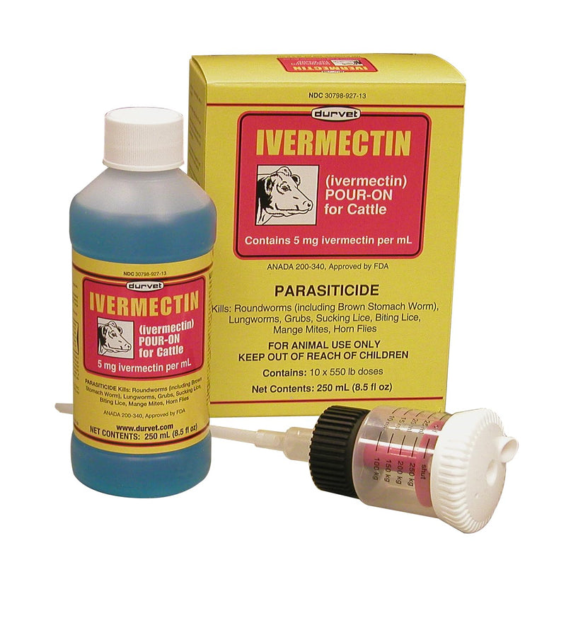 Durvet Ivermectin Pour On Dewormer 250mL - PawsPlanet Australia