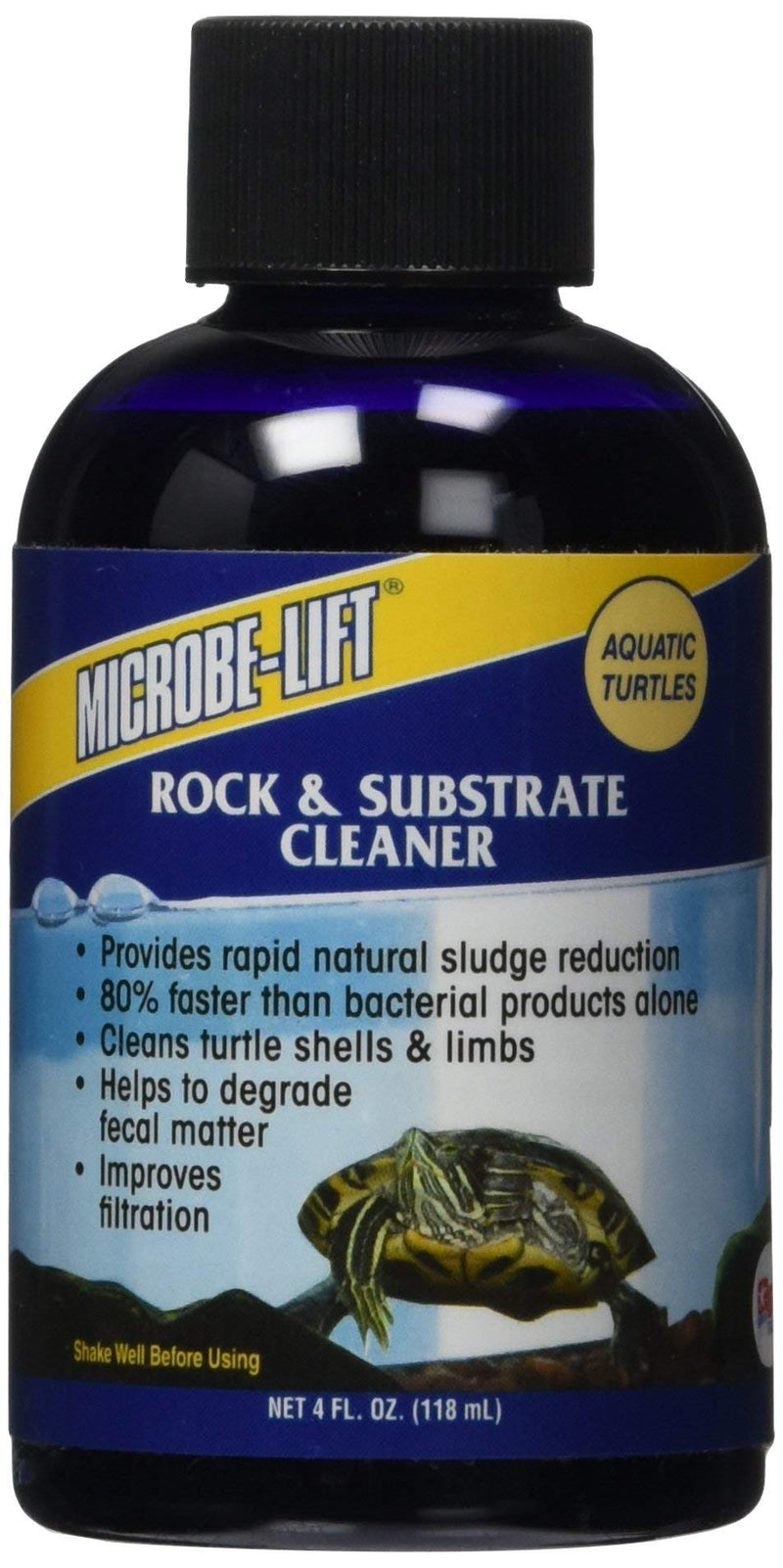 MICROBE-LIFT Rock and Substrate Cleaner for Aquatic Turtle Aquarium Environments, Clarifies Tank Water, Degrades Fecal Matter, 4oz